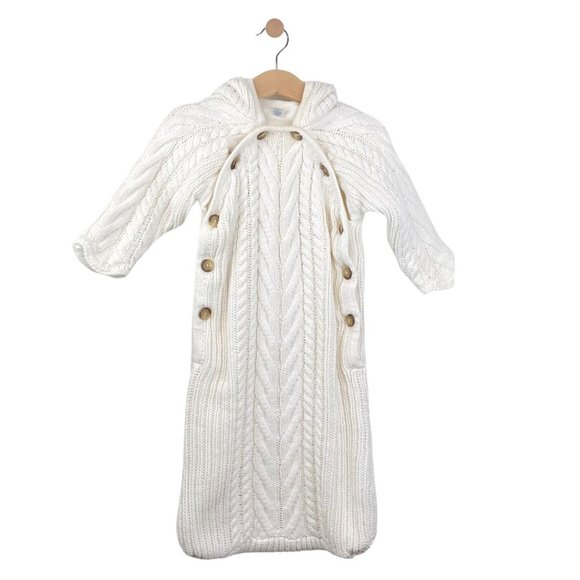 GAP Knitted Sack with Hood and Teddy lined Cream 6-12 - Picture 1 of 7